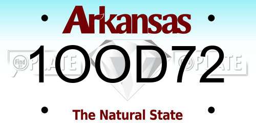 1OOD72 Arkansas License Plate