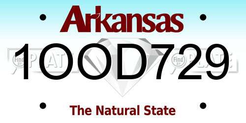 1OOD729 Arkansas License Plate