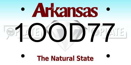 1OOD77 Arkansas License Plate
