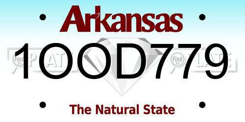 1OOD779 Arkansas License Plate