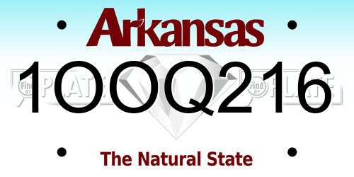 1OOQ216 Arkansas License Plate