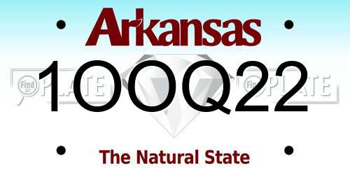1OOQ22 Arkansas License Plate