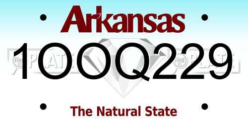 1OOQ229 Arkansas License Plate