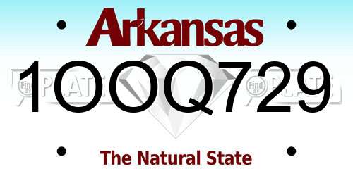 1OOQ729 Arkansas License Plate