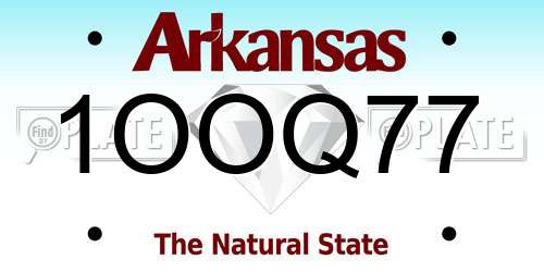 1OOQ77 Arkansas License Plate