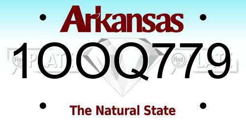 1OOQ779 Arkansas License Plate