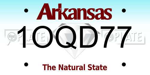 1OQD77 Arkansas License Plate