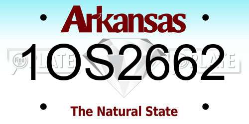 1OS2662 Arkansas License Plate