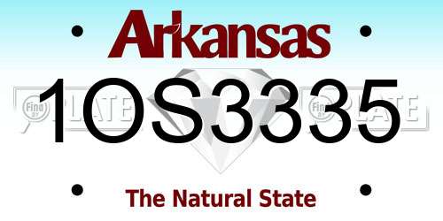 1OS3335 Arkansas License Plate