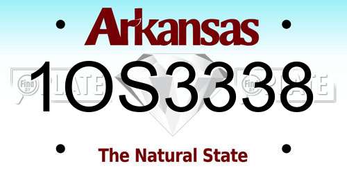 1OS3338 Arkansas License Plate