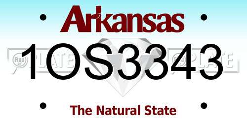 1OS3343 Arkansas License Plate