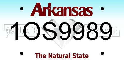1OS9989 Arkansas License Plate