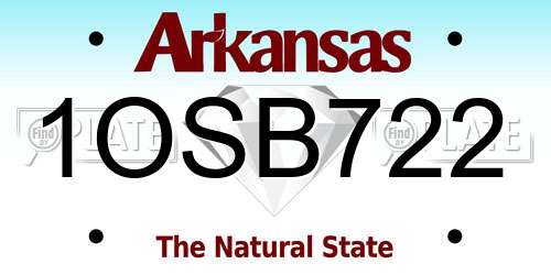 1OSB722 Arkansas License Plate