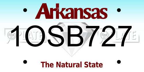 1OSB727 Arkansas License Plate