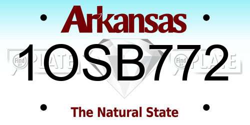 1OSB772 Arkansas License Plate