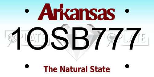 1OSB777 Arkansas License Plate