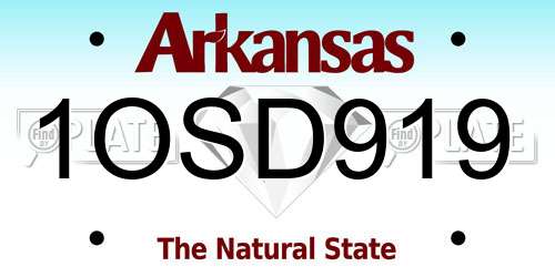 1OSD919 Arkansas License Plate