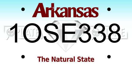1OSE338 Arkansas License Plate