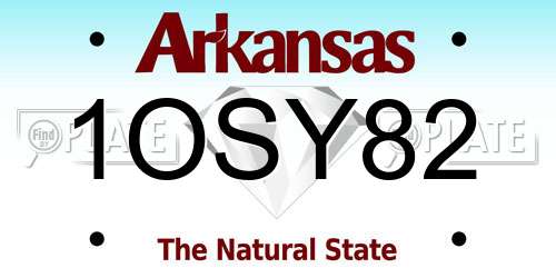 1OSY82 Arkansas License Plate