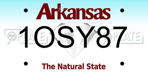 1OSY87 Arkansas License Plate