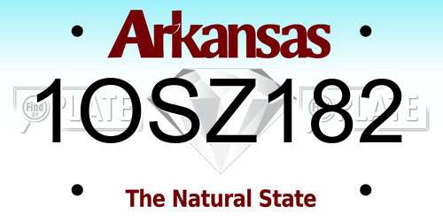 1OSZ182 Arkansas License Plate