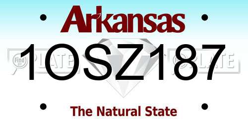 1OSZ187 Arkansas License Plate