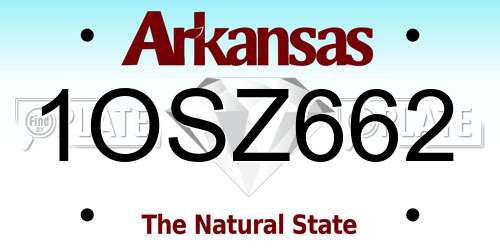 1OSZ662 Arkansas License Plate
