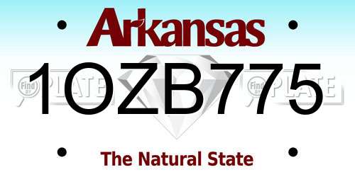 1OZB775 Arkansas License Plate