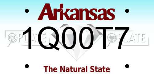 1Q00T7 Arkansas License Plate