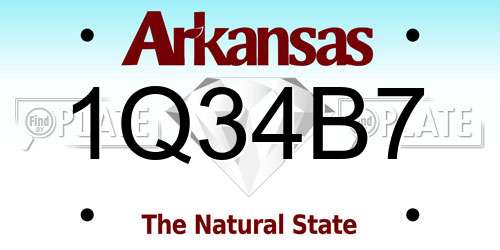 1Q34B7 Arkansas License Plate