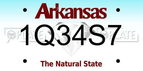 1Q34S7 Arkansas License Plate