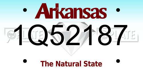 1Q52187 Arkansas License Plate