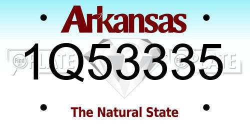 1Q53335 Arkansas License Plate