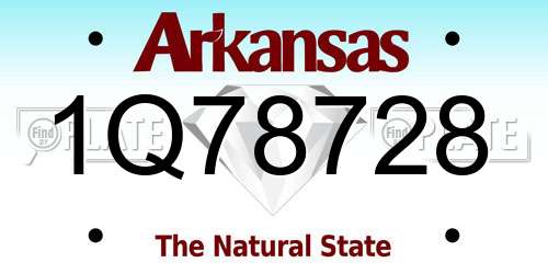 1Q78728 Arkansas License Plate