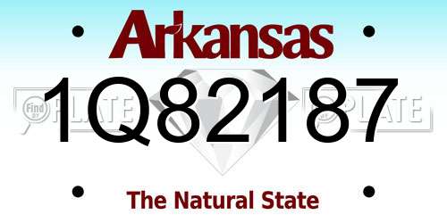 1Q82187 Arkansas License Plate