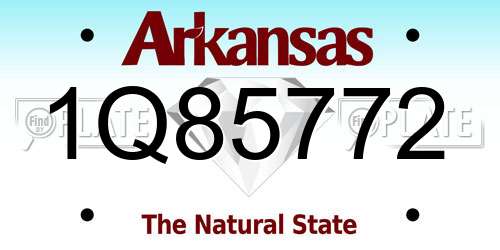 1Q85772 Arkansas License Plate