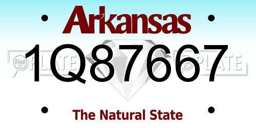 1Q87667 Arkansas License Plate
