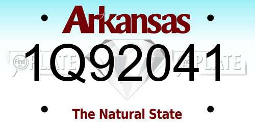 1Q92041 Arkansas License Plate