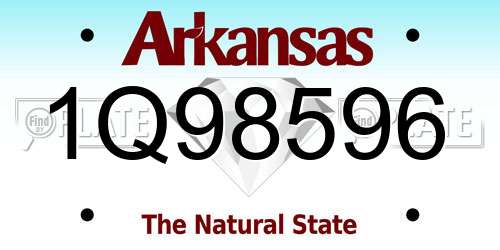 1Q98596 Arkansas License Plate