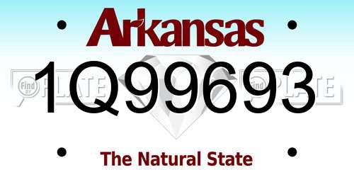 1Q99693 Arkansas License Plate