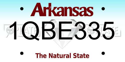 1QBE335 Arkansas License Plate