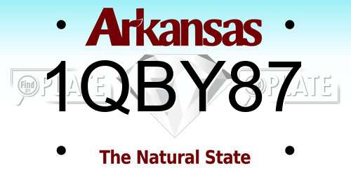 1QBY87 Arkansas License Plate