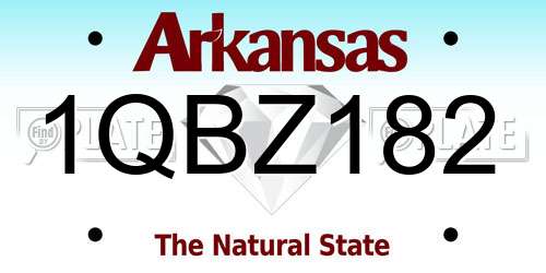 1QBZ182 Arkansas License Plate