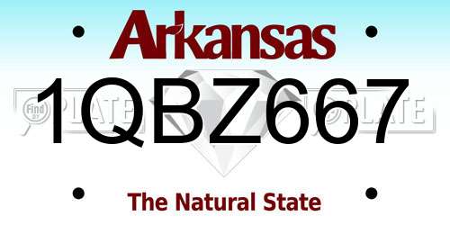 1QBZ667 Arkansas License Plate
