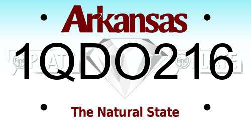 1QDO216 Arkansas License Plate