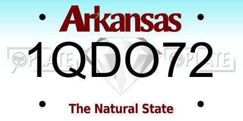 1QDO72 Arkansas License Plate