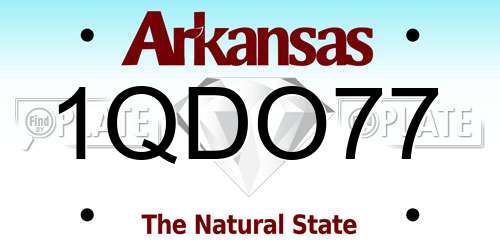 1QDO77 Arkansas License Plate