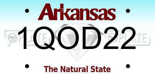 1QOD22 Arkansas License Plate