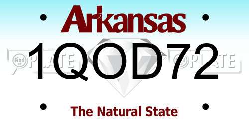 1QOD72 Arkansas License Plate