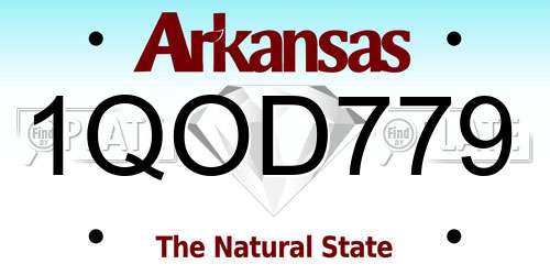 1QOD779 Arkansas License Plate